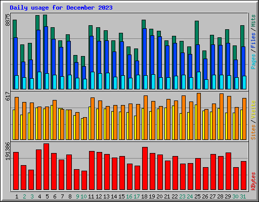 Daily usage for December 2023
