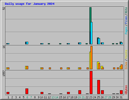 Daily usage for January 2024